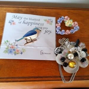 Bluebird Brooch and Floral Accessories Set